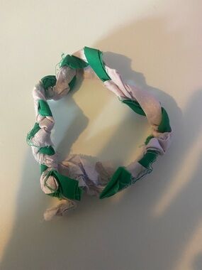 Braided Pet Headband in Green and Light Pink